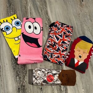 New Women’s funny socks steak burrito SpongeBob British flag Trump all new